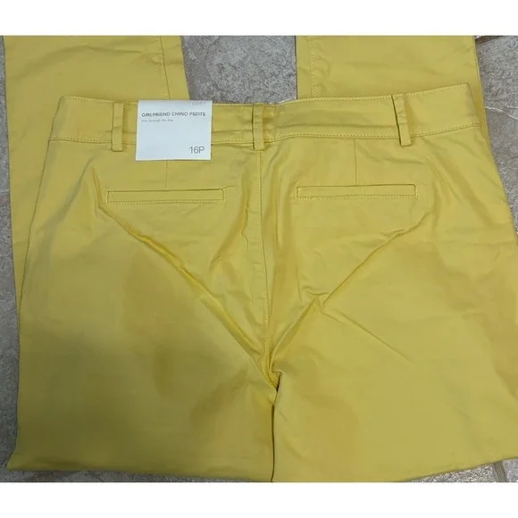 NWT LOFT Girlfriend Chino 16 Petite, Yellow, Slim Thru Hips, NWT, Cotton Blend - Picture 3 of 6